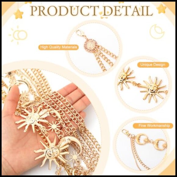 Gold Plated Metal Layered Waist Chain Trio Adjustable Belt Set main image 7